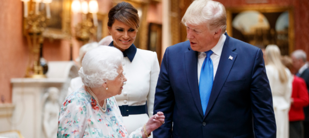 Donald Trump and his wife Melania with the Queen on the first day of their state visit